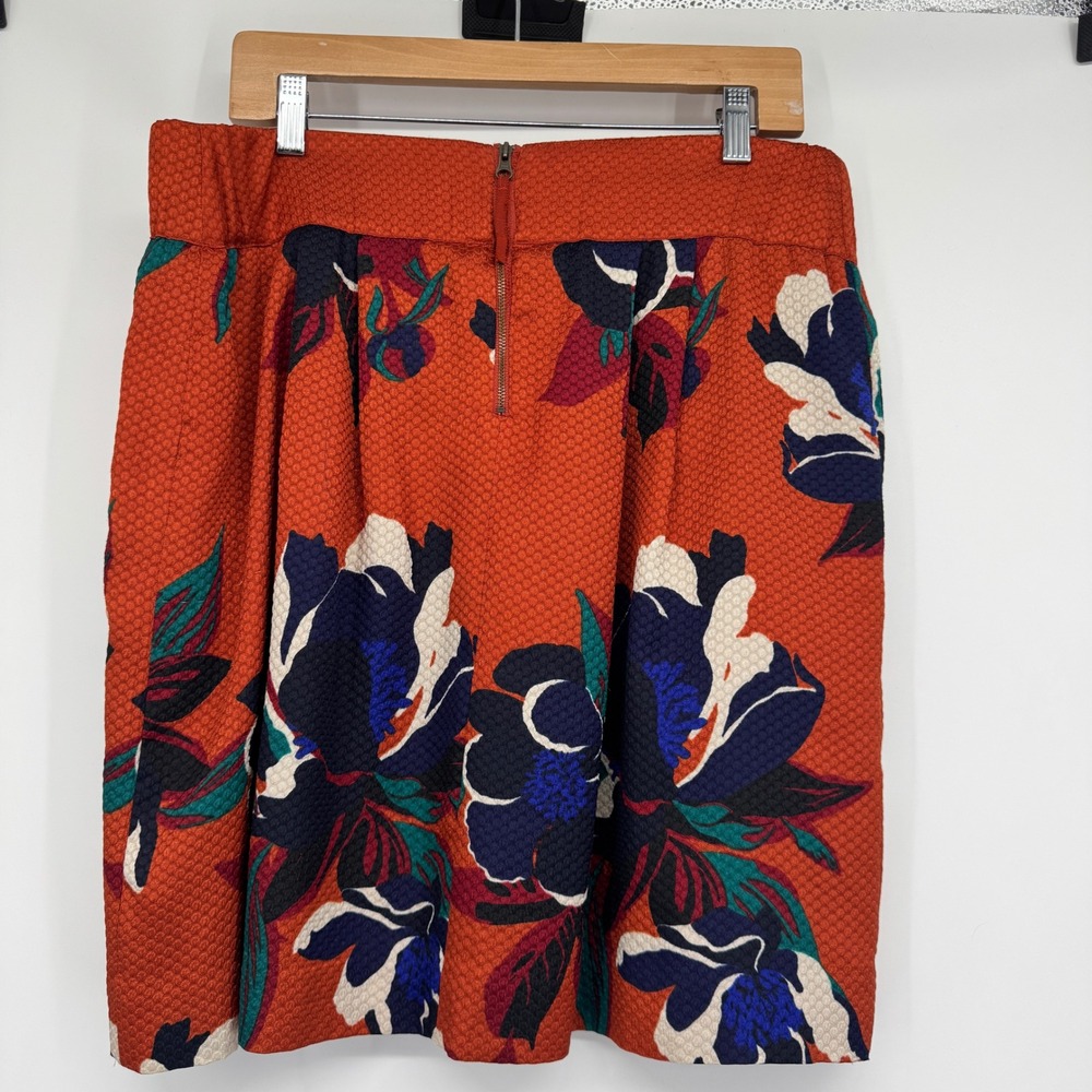Anthropologie Maeve Skirt 12 Maira Brocade Floral Mini Orange Textured Retro - Picture 9 of 13